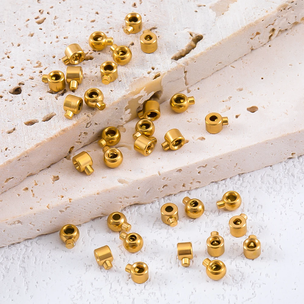 10 Stück 20 Stück vergoldete Edelstahl-Positionierungsverschlüsse Stopper Perlen Crimp End Perlen Draht Rondelle Perlen DIY Schmuckherstellung