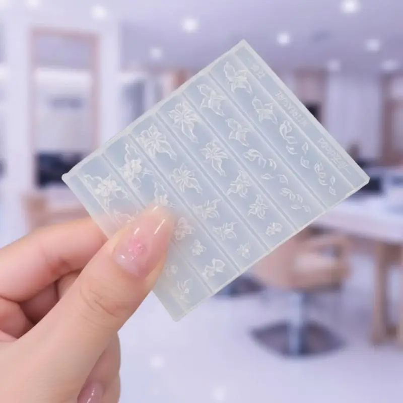1/2PCS Reusable Crystal Ice Flower Nail Silicone Mold Clear 3D Cute Lily Pattern for Home DIY Gel Nail Art Decoration