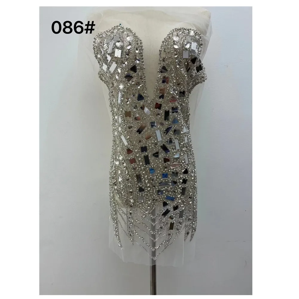 Handmade Rhinestones Bodice Applique sew on Beads Sequins gold Patches for Dress Clothing Accessories