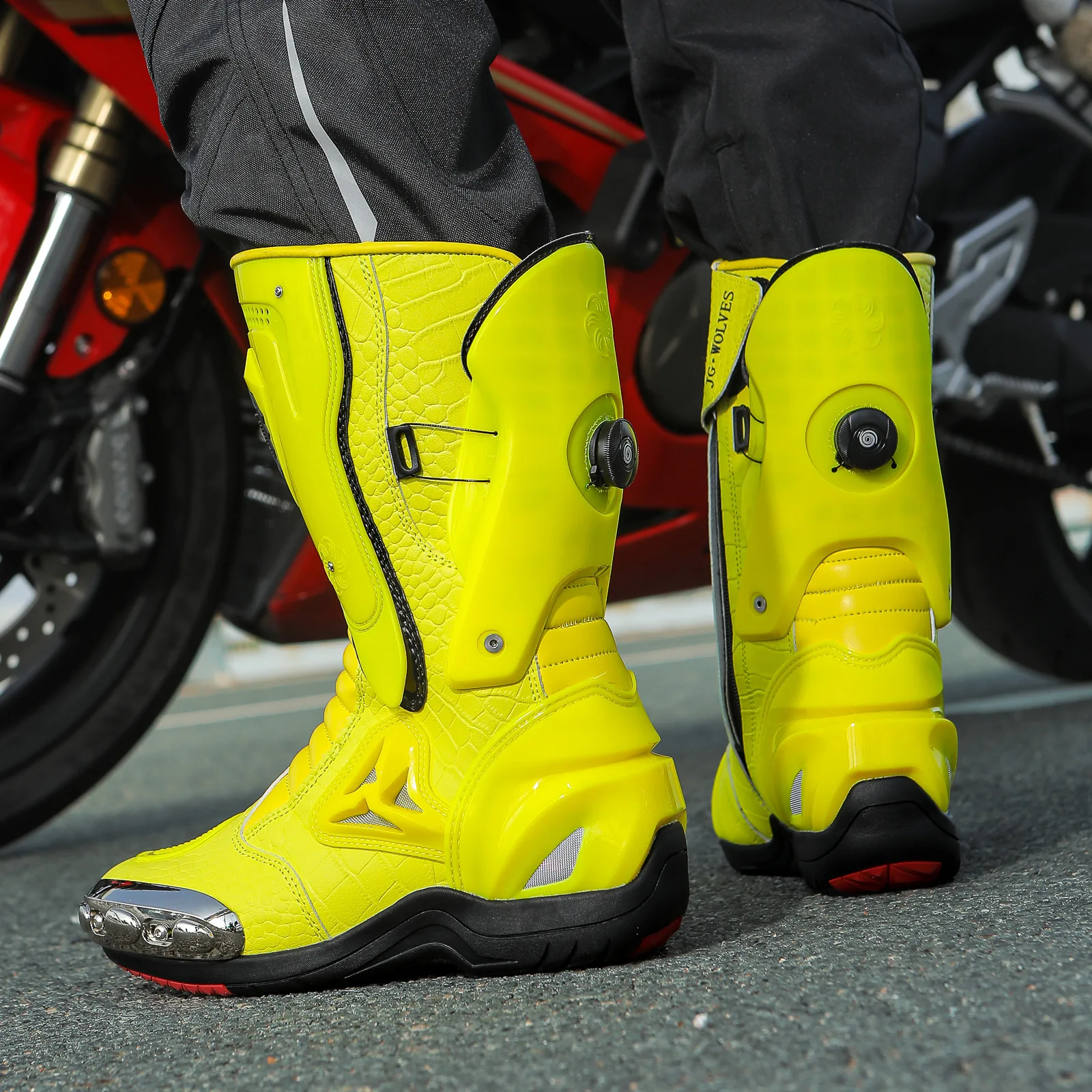 Motorcycle Cross-country Professional Racing Boots Biker Shoes Motorbike Riding Protective Gear Shift Microfibe Leather Boot