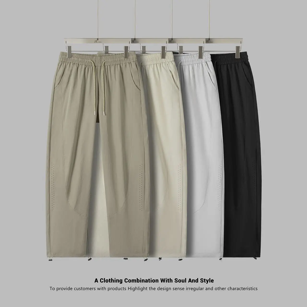 

Тонкие мужские спортивные повседневные брюки Ice Sensation, лазерная дрель, уличные шелковые прямые длинные брюки, дышащие летние новые поступления