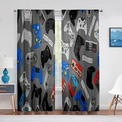 Boys Gaming Sheer Voile Curtain Teens Gamepad Video Games Controller Window Tulle Curtains for Living Room Bedroom Decorations