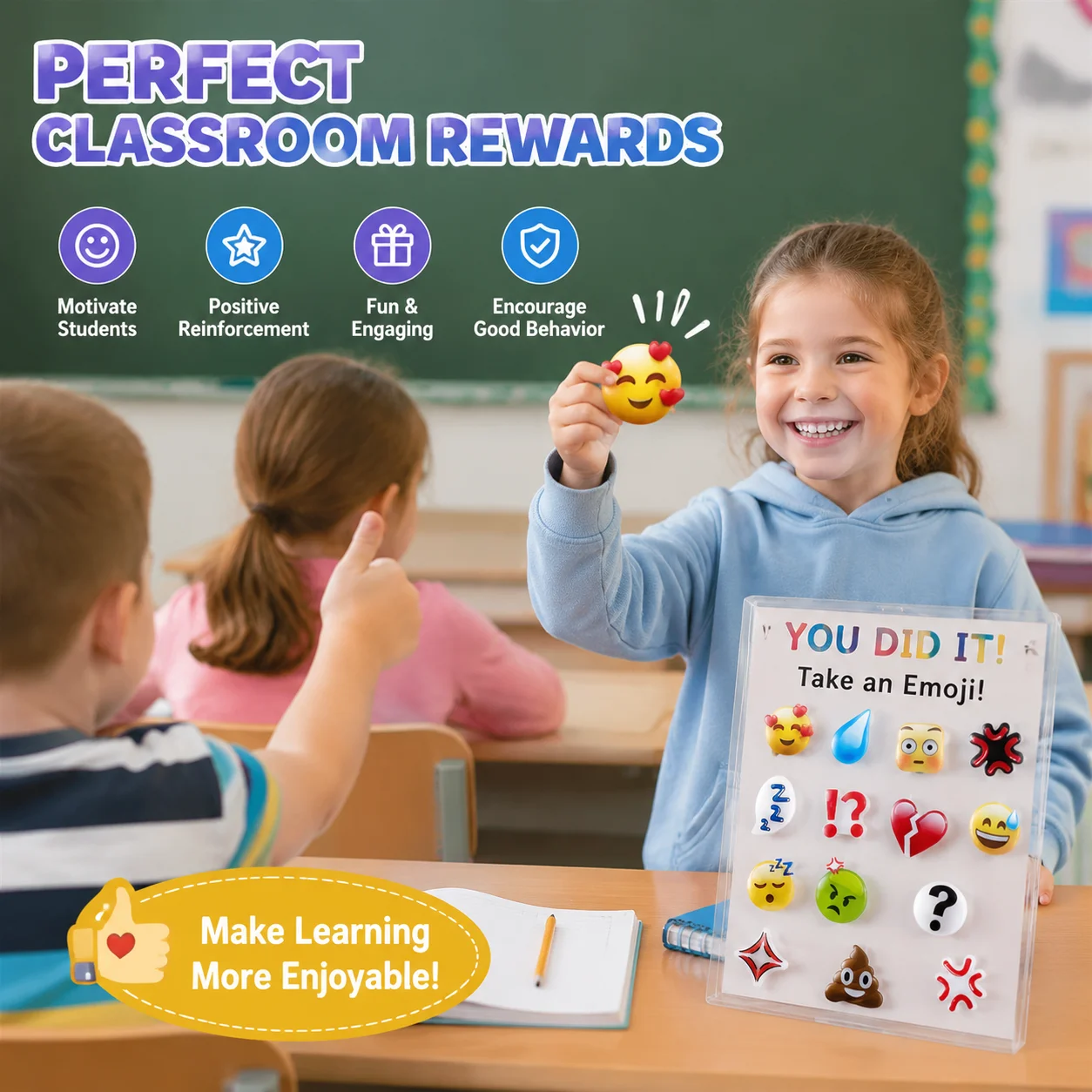 4Pcs Funny Emoji Magnetic Fridge Stickers Cute Refrigerator Magnets Whiteboard Office Home Decor Reward Stickers for Classroom
