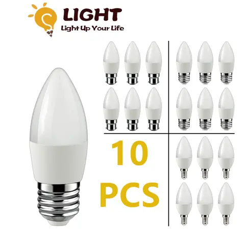 10PCS/LOT LED Mini Bulb Candle Lamp E14 E27 B22 AC220-240V 3W-7W Ultra High Lumen Flicker Free for Living Room and Children's Ro