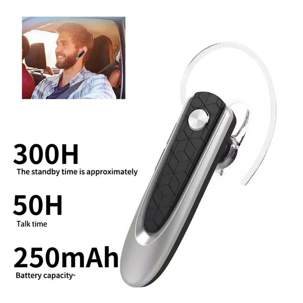 DENREEL Bluetooth V6.0 Headset Wireless Headphones Hands-free Earphones 50H Music Earpiece with CVC6.0 Mic for Business/Driving