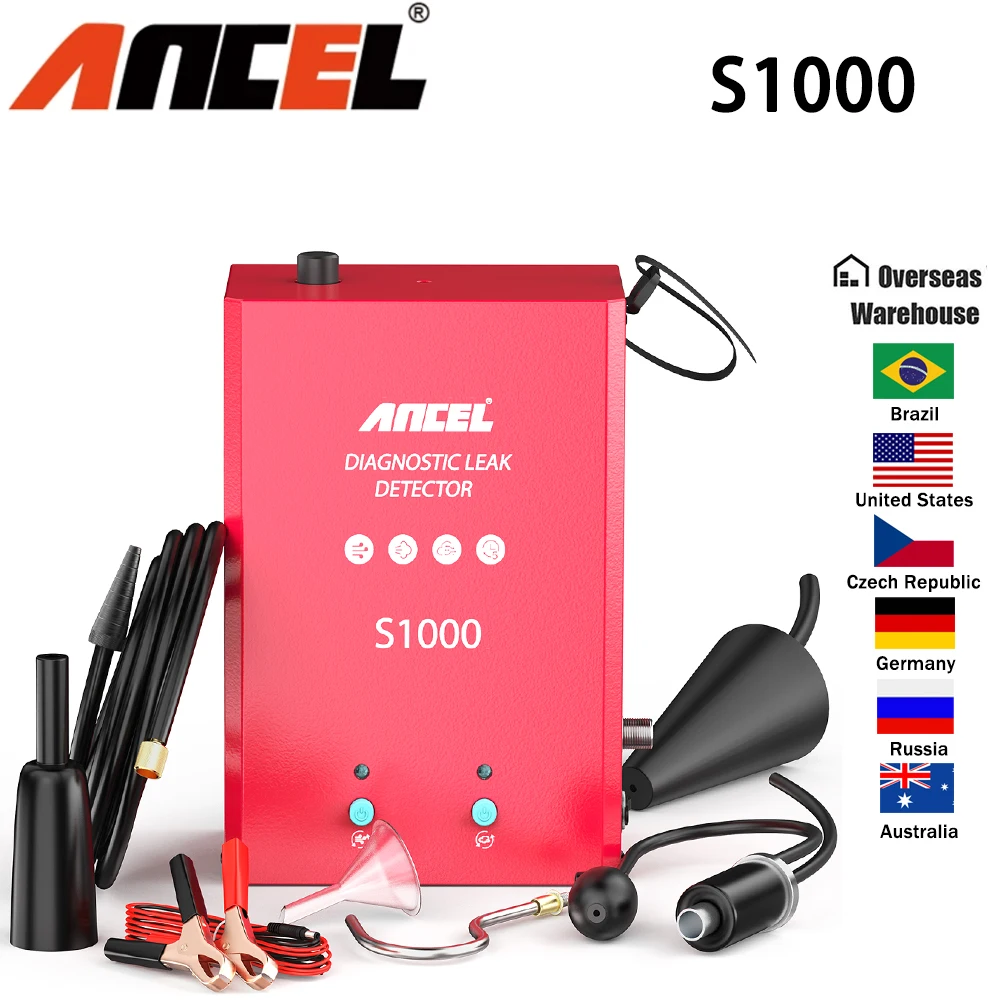 ANCEL S1000 Smoke Leak Detector with Air Pump Car Pipeline Exhaust Gas Analyzer Diagnostic 12V Auto Repair Smoke Generator