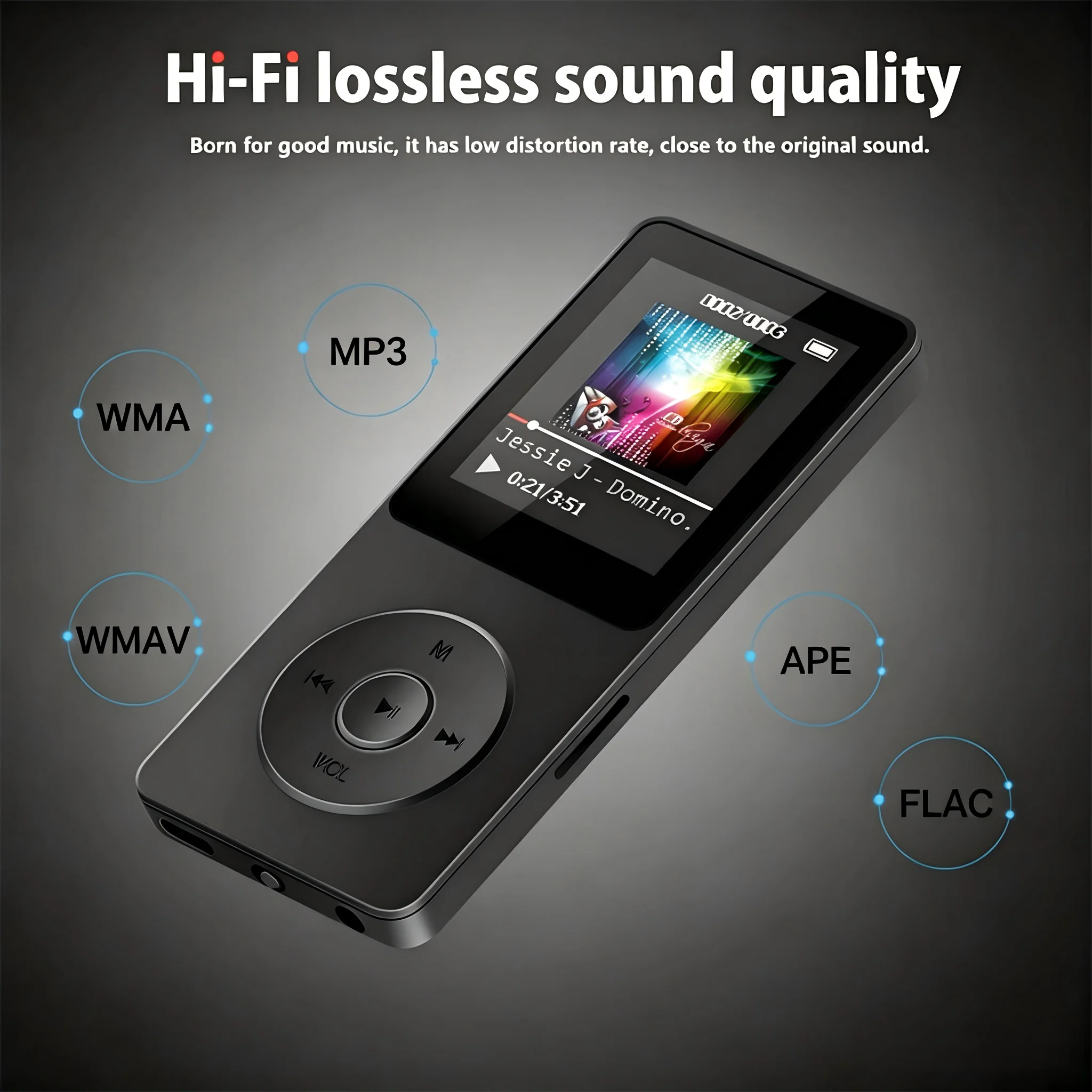 Tragbarer Bluetooth MP3-Player mit LCD-Display, FM-Radio, HiFi Lossless Musik- und Videofunktion, E-Book-Player, unterstützt USB-Stick-Steuerung
