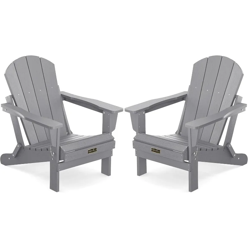 Painted Chair Set of 2 Weather Resistant for Patio Deck Garden, Backyard Deck, Fire Pit & Lawn Furniture - Light Gray