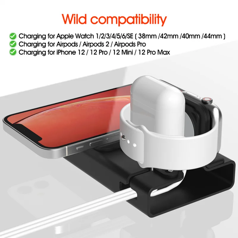 Aluminum Desktop Charging Stand for Magsafe iPhone 15/14/13/12 ProMax/Apple Watch/Airpods Charger Holder for iWatch Dock Station