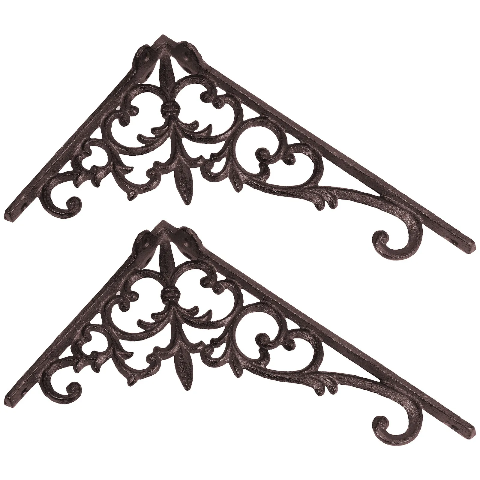 2Pcs Iron Decorative Shelf Bracket Heavy Duty Wall Mounted Shelf Support Brackets Floating for Living Room Bedroom Study