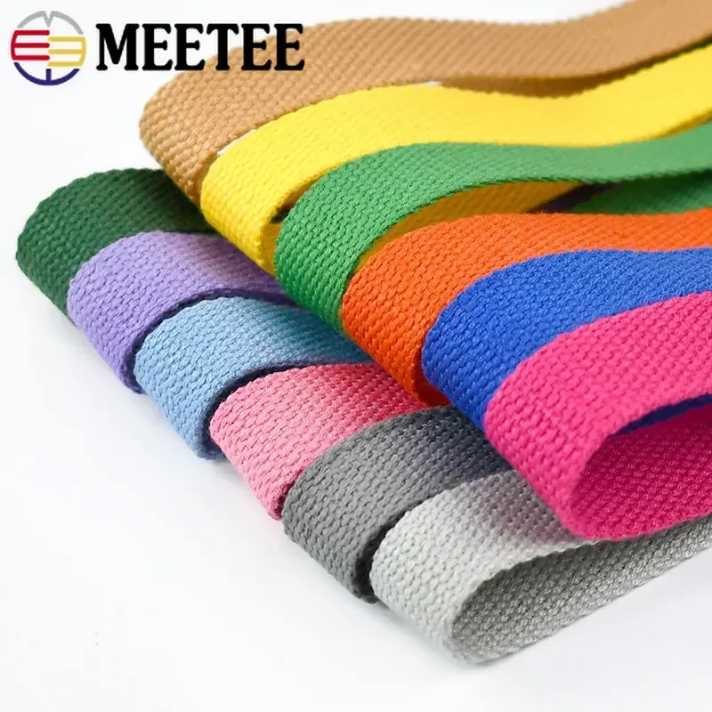 10Meters Meetee 20-38mm 1.5mm Thick Canvas Cotton Webbing Backpack Bag Strap Band Clothes Ribbon Tapes DIY Sewing Accessories