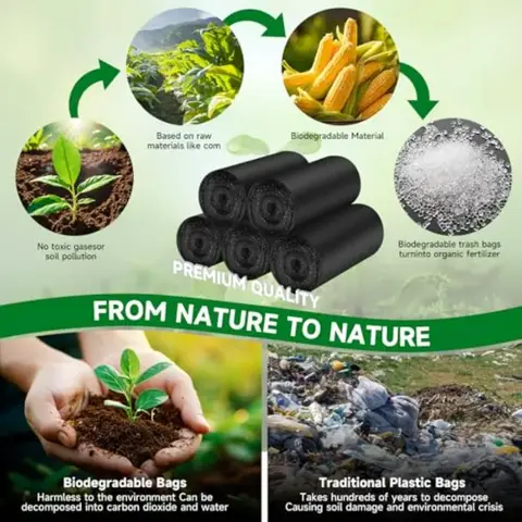 Små soppåsar 4 gallon biologiskt nedbrytbara svarta soppåsar för badrum oparfymerad kök kontor bil komposterbar avfallskorg 10 best sales biologiskt nedbrytbar - №3