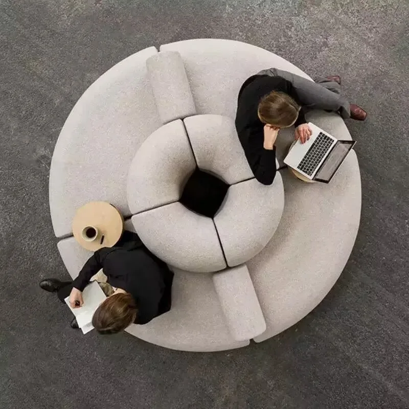 Fabric combination special-shaped sofa designer curved leisure reception round multi-person