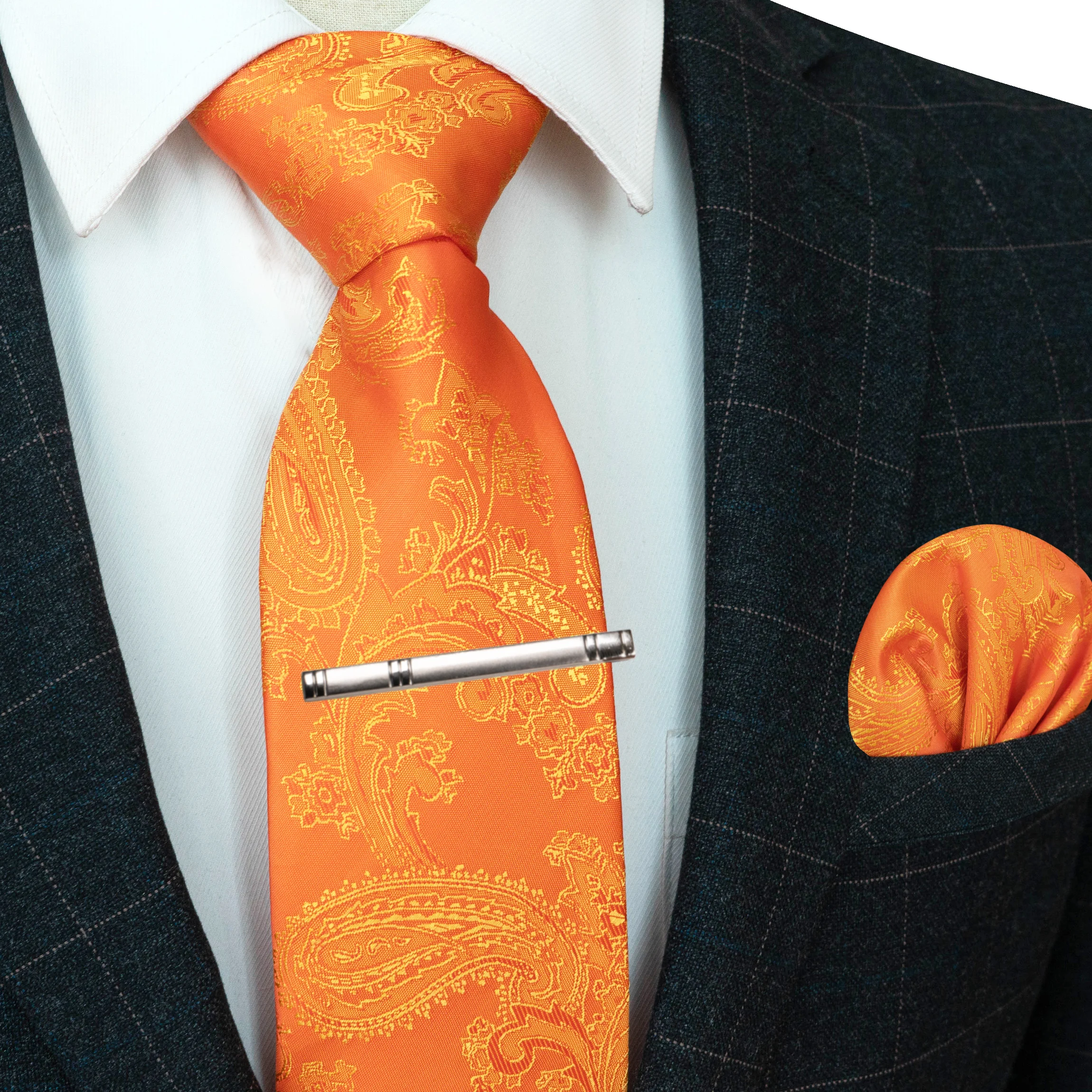 20 Farben Herren Formelle Lila und Rote Paisley Jacquard Krawatte Schal und Krawattenklammer Set Jacquard-Webart Geeignet für Hochzeiten Herren-Geschenk – Detail 12