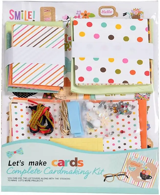 

Handmade DIY Greeting Card Kits includes 16 Blank Cards 16 Colorful Envelopes with Decoration Accessories for Craft Birthday Tha