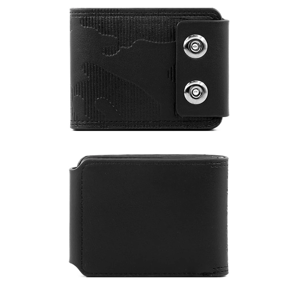 PU Leather Wallet Men's Short Coin Purse Simple Double Row Magnetic Money Clip Large Capacity Wallet Trendy Fashion Casual
