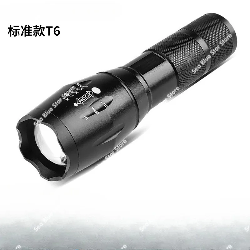 Cross-border LED charging flashlight Mini super bright T6 telescopic focusing L2 aluminum alloy, strong light outdoor flashlight