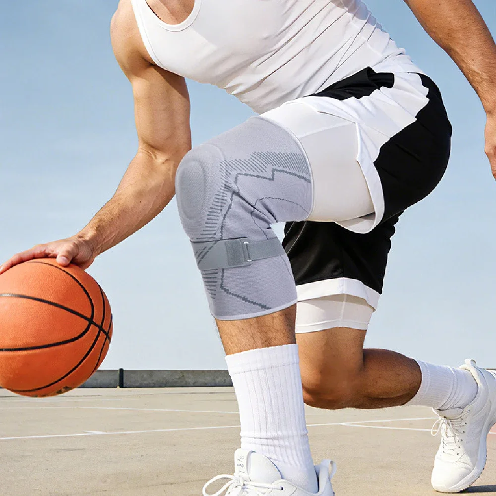 1PCS Knee Sleeve with Patellar Gel Pad and Removable Patella Stabilizing Strap, Multi-Sport Knee Support for Hiking & Workout