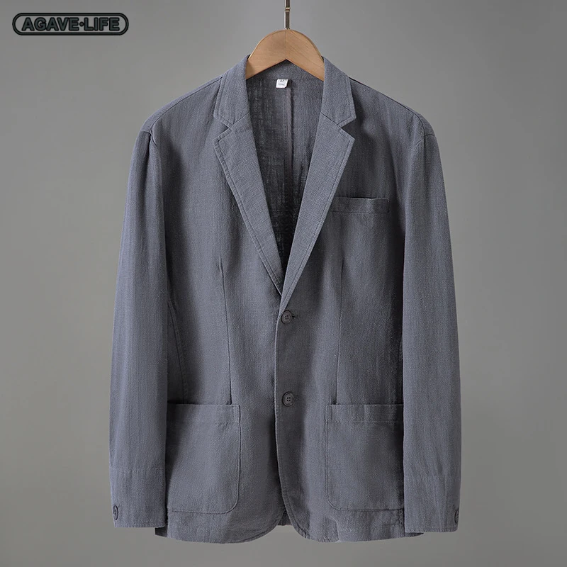 

Spring Autumn Men's Cotton Linen Small Suit Men Business Casual Solid Color Suit Handsome Men Linen Single Breasted Suit Jackets