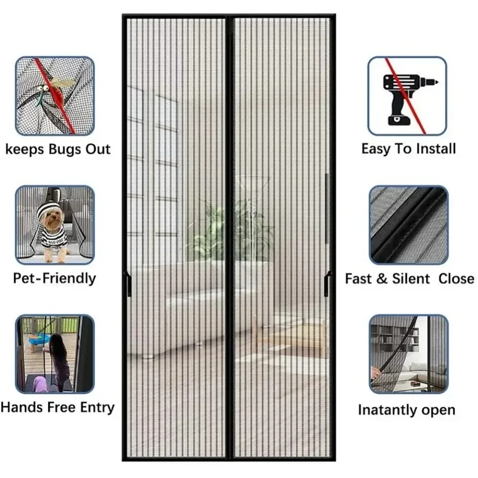 Anti-Mosquito Net Automatic Closing Magnetic Mosquito Net Invisible Door Mesh Anti Bug Fly Partition Curtain Magic Mesh