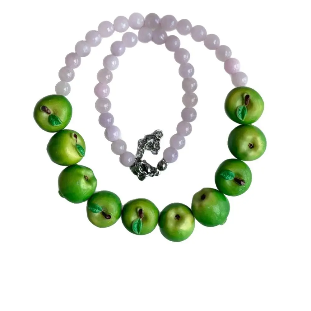 Layered Beads Fruit Necklace Colorful Beads Blueberries Necklace Bracelet Set Retro Stackable Bohemian Collarbone Chain