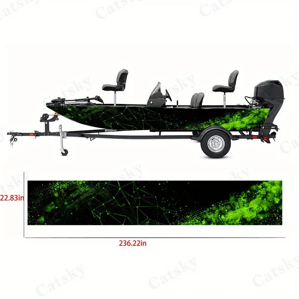 Green Glow Tech Mysterious Fluorescent Lines Boat Sticker Vinyl Ship Pontoon Deck Boat Fishing Decorative Pontoon Boats Decal