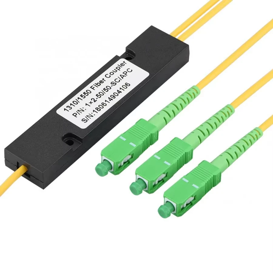 1X2 PLC Splitter SC A/UPC Singlemode Fiber Optical Splitter with SC/UPC PCL Taper Type for Computer Cable Cord Sleeve
