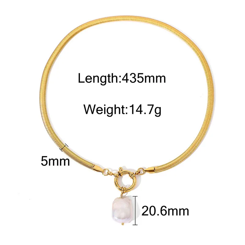 Baroque pearl pendant necklaces stainless steel statement necklace for women bohemia summer elegant jewelry waterproof handmade