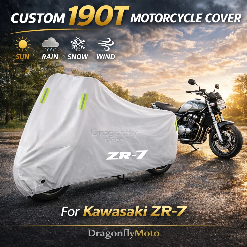 

For Kawasaki ZR-7/S ZR7 ZR7S 1999-2003 Motorcycle Cover Silver Waterproof UV Rain Dust Sun Outdoor Indoor Protector