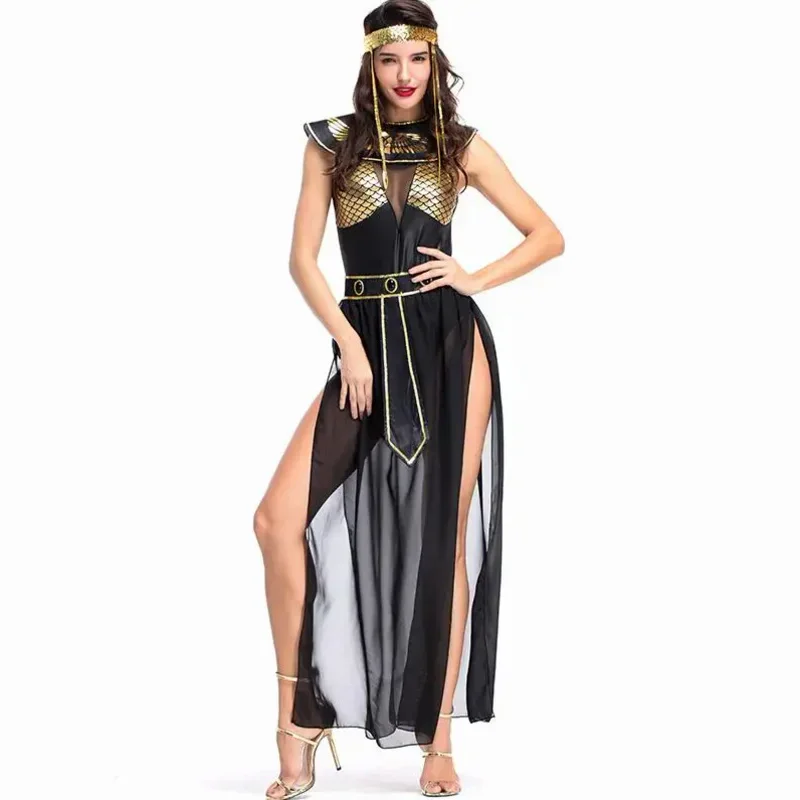 Deluxe Cleopatra Costume Sexy Women Ancient Egyptian Pharaoh Clothing Adult Halloween Party Cosplay Egypt Queen Long Dress