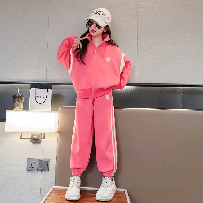Spring Children's Clothing Sets Teenage Girls Sports Suit 2025 New Korean Kids Clothes Jacket+ Pants Sportswear Two-piece Coat
