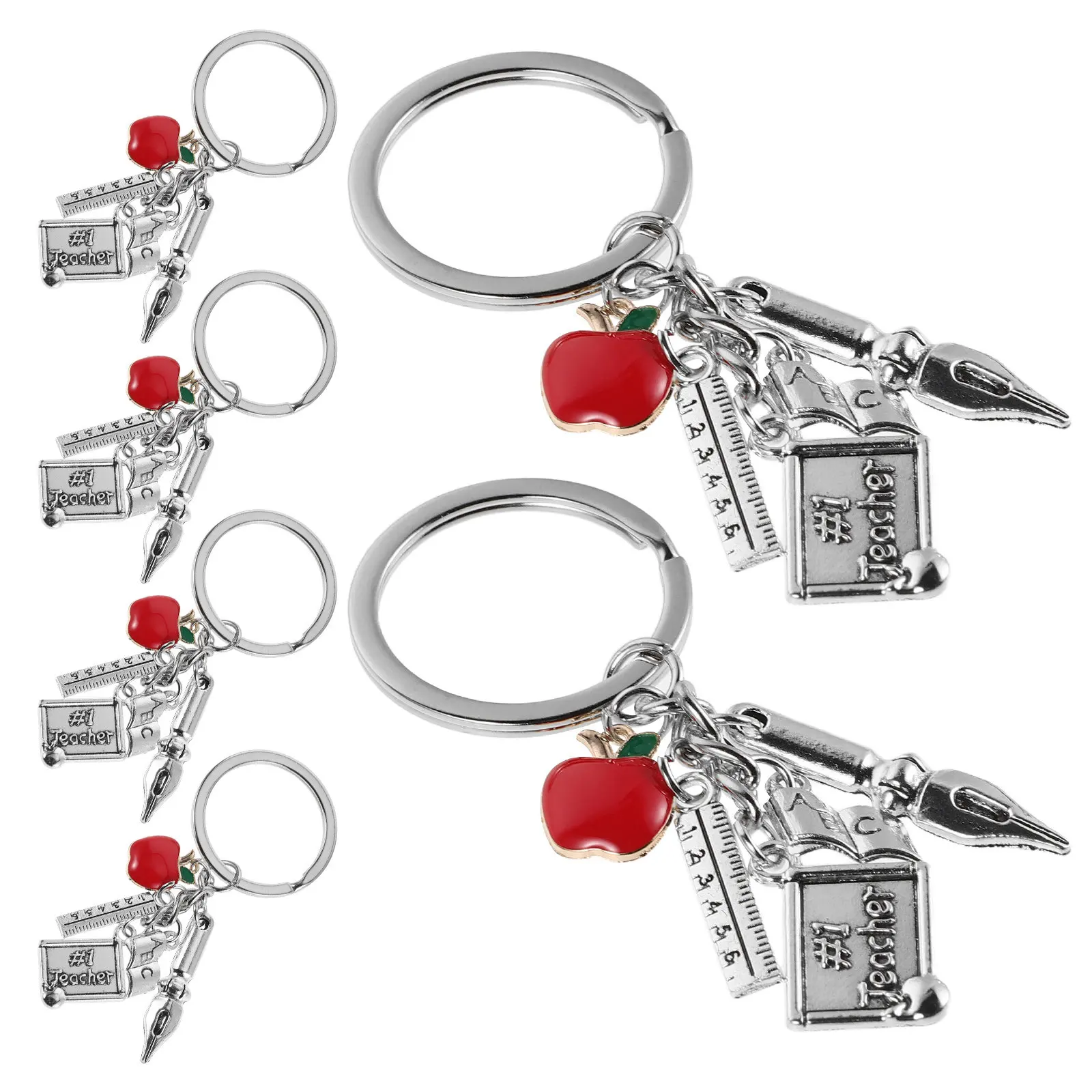 6Pcs School Key Chains for Kids Teachers Back to School Season Cute Classroom Rewards Teacher Appreciation Graduation Keychain