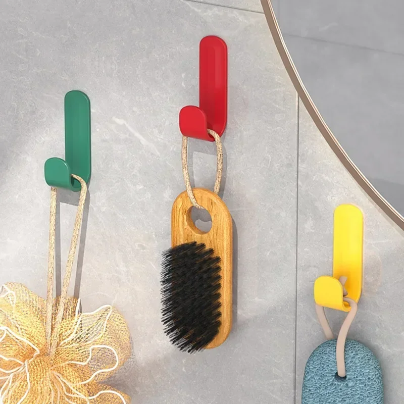 6pcs Wall-mounted Hook Space-saving Clothes Bag Hanger Hooks Self-adhesive Wall Hanging Holder Racks Bathroom Kitchen Gadgets