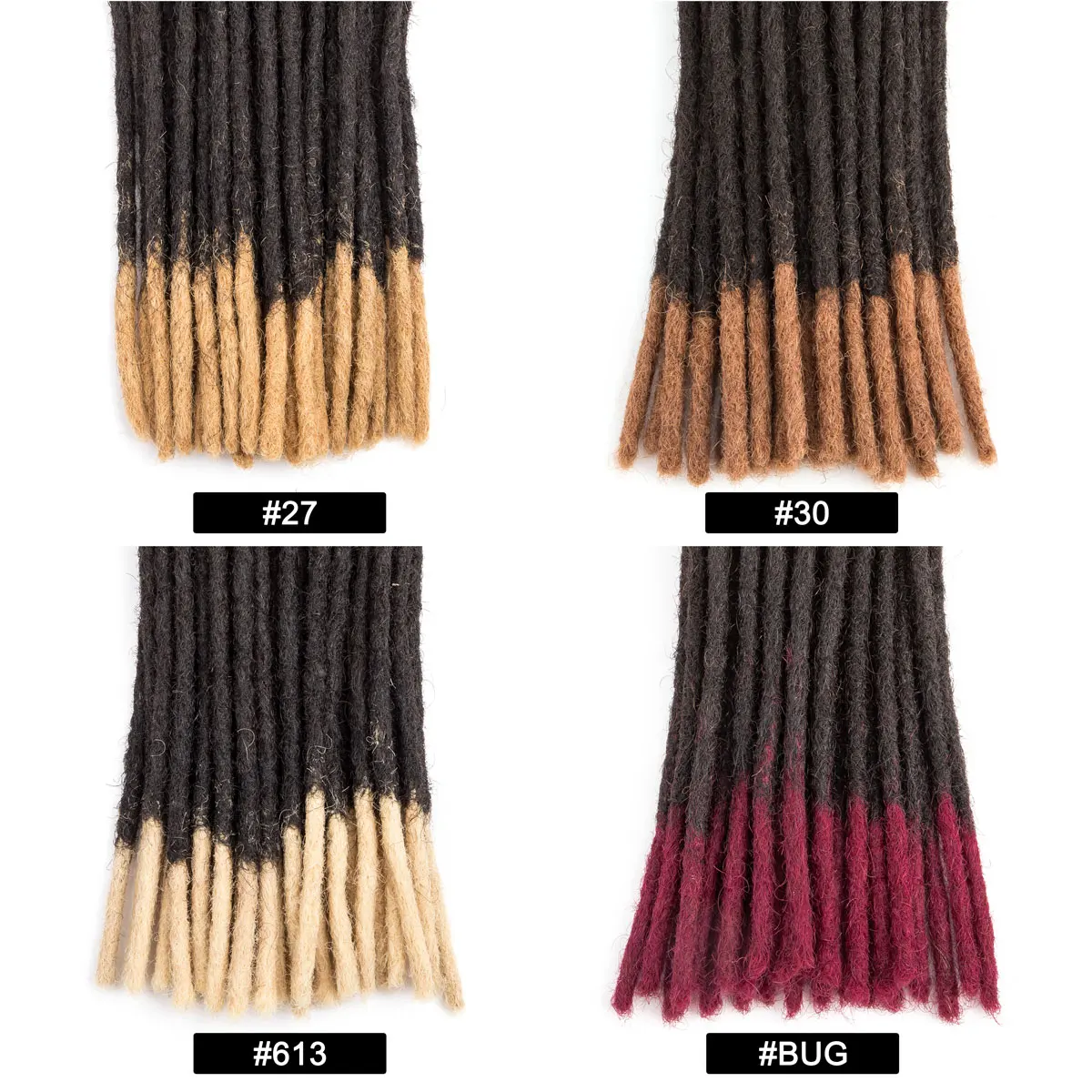 Bleached Tip Human Hair Dreadlock Extension 0.4 0.6 0.8cm Ombre Handmade Permanent Dread Loc Extensions for Men/Women 8 Inch