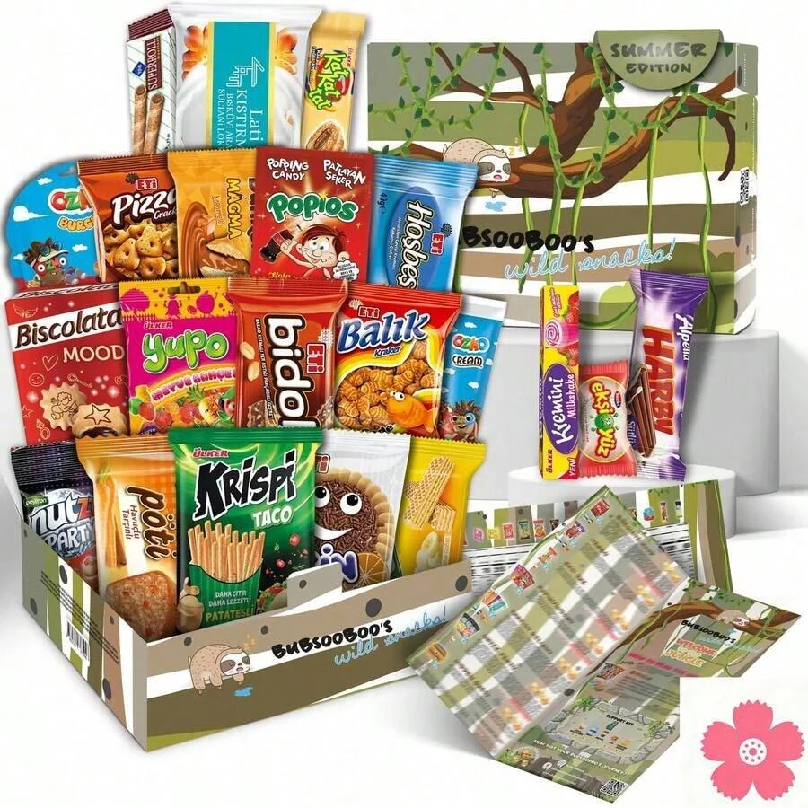 Ofrece una caja de aperitivos aleatoria como regalo, ideal para celebraciones o como regalo personal.