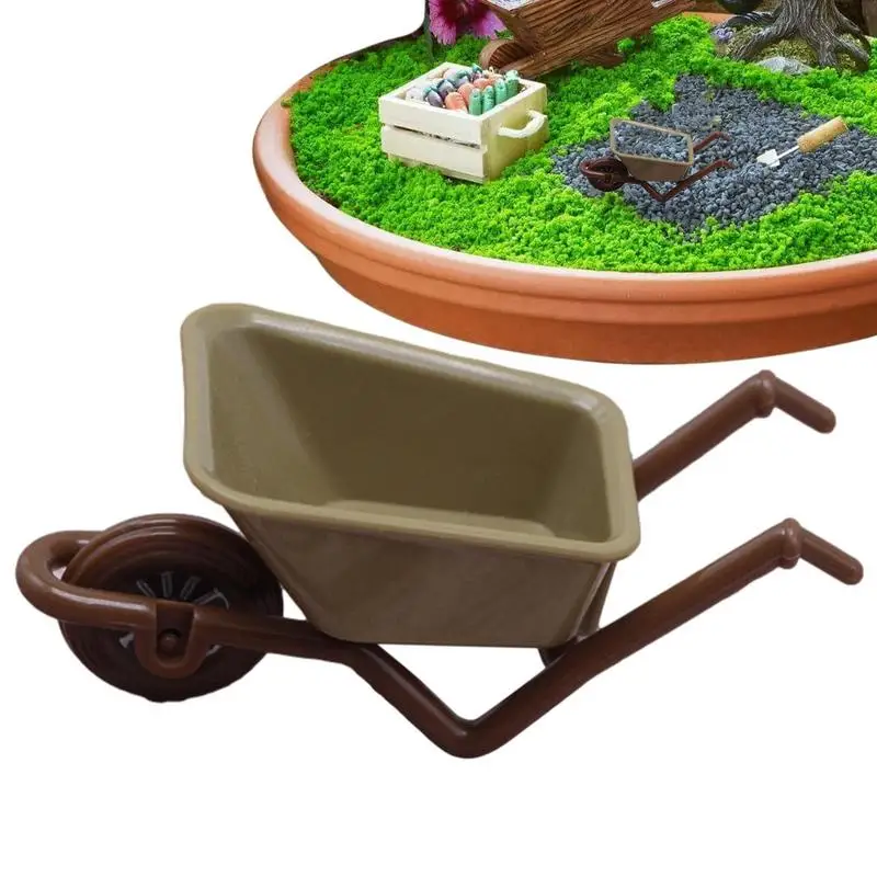 Doll House Cart Mini Wheelbarrow Toy Emulation Miniature Farm Tool Model Pocket Construction Toys Miniature Cart Accessories