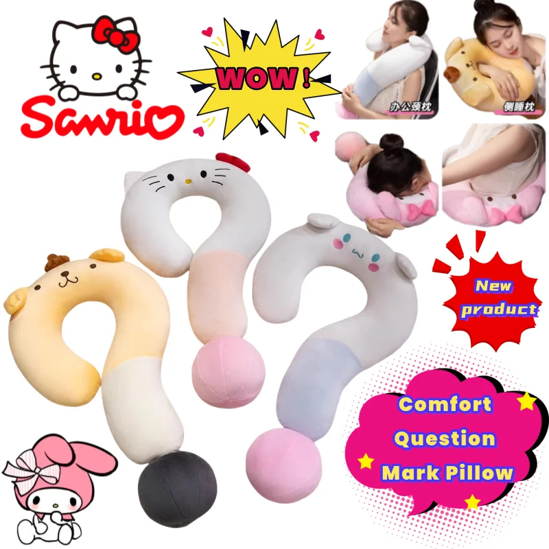 

sanrio my melody hello kitty kuromi cinnamoroll sweet new soft question mark pillow cute neck pillow sofa side sleeping cushion
