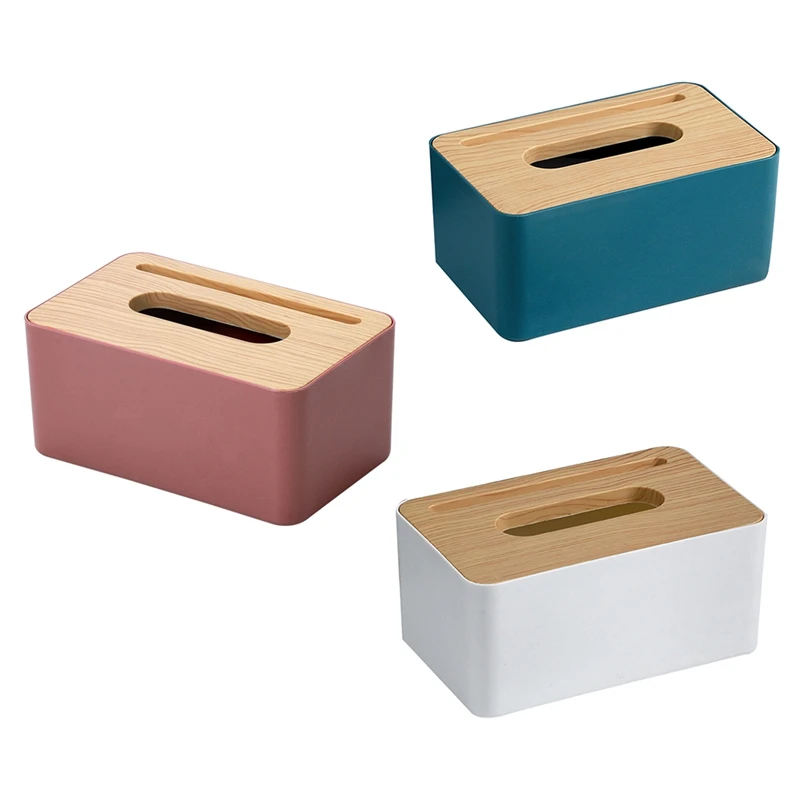 Tissue Box Holder Bamboo Cover Toilet Paper Box Napkin Holder Case Tissue Paper Dispenser Paper Tissue Boxes