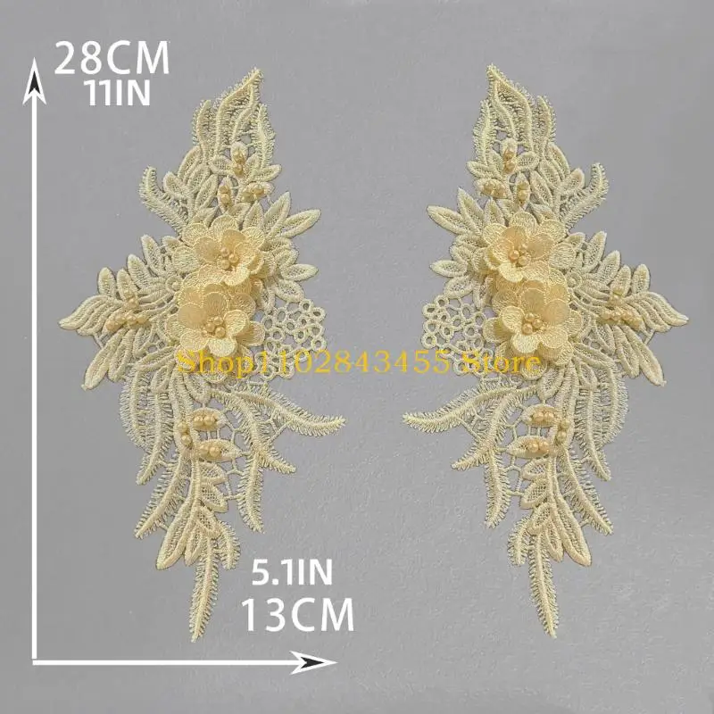 49mc remendos costura flores delicadas para vestidos casamento pérolas para vestido noiva aplique decorativo