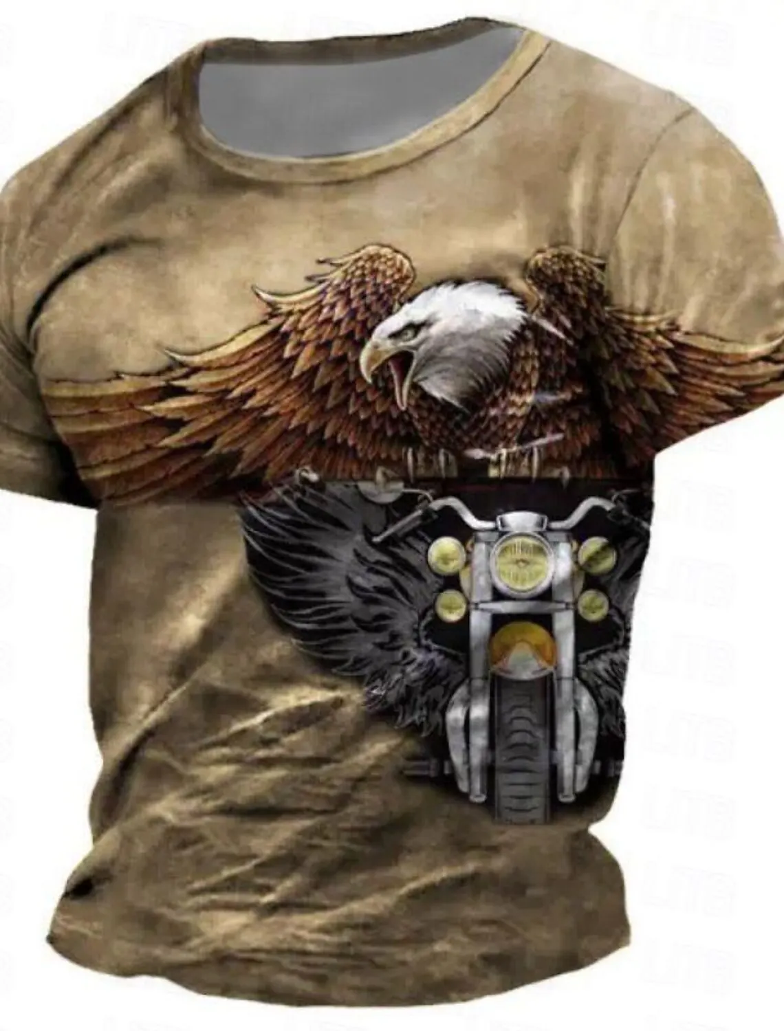 Retro Eagle Motorcycle Men's Street Style 3D Print T shirt Tops Outdoor Short Sleeve Vintage Crew Neck Tee Shirt Spring & Summer