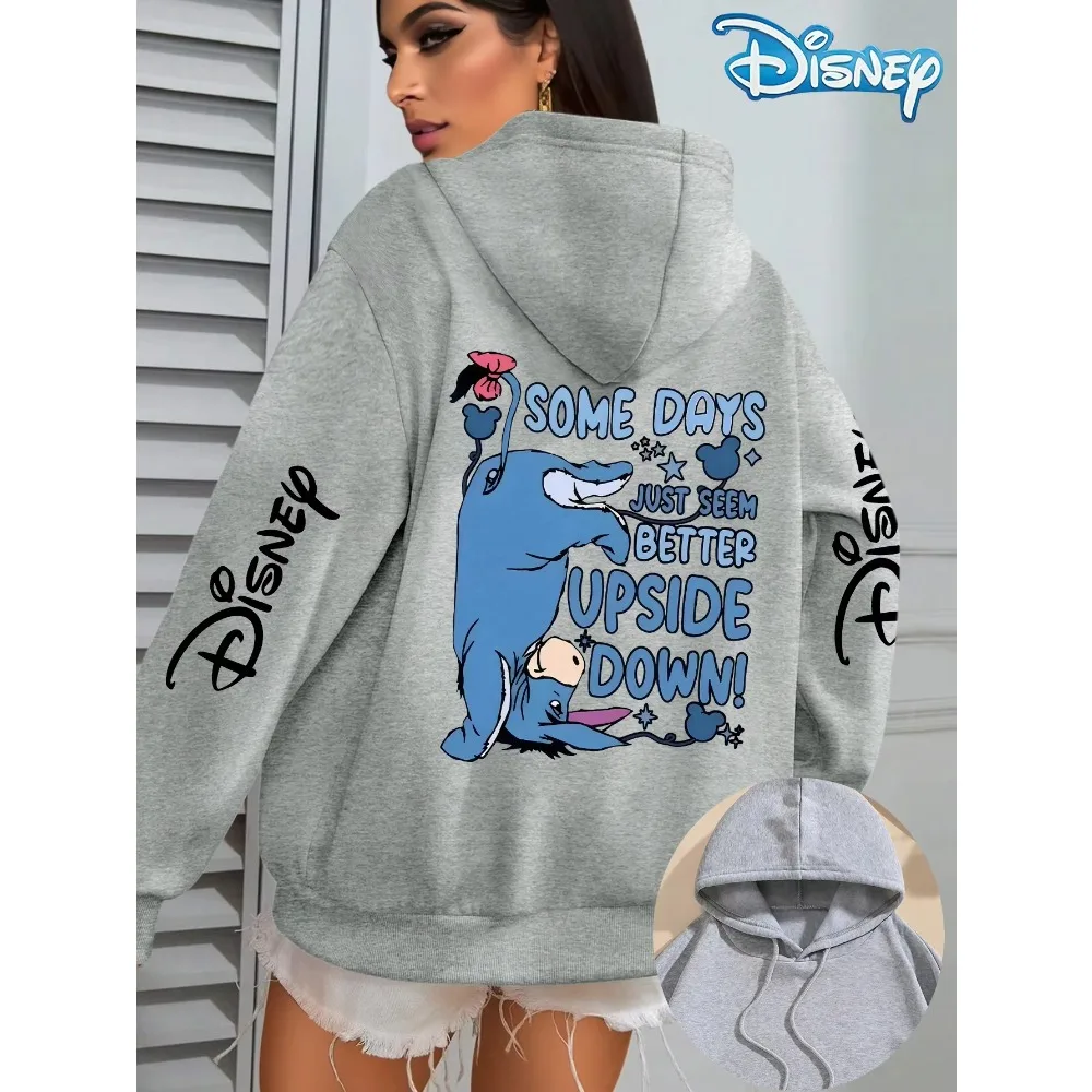 Disney feminino eeyore winnie the pooh hoodies masculino algodão moletom com capuz pulôver outono inverno casacos de tamanho grande topo respirável