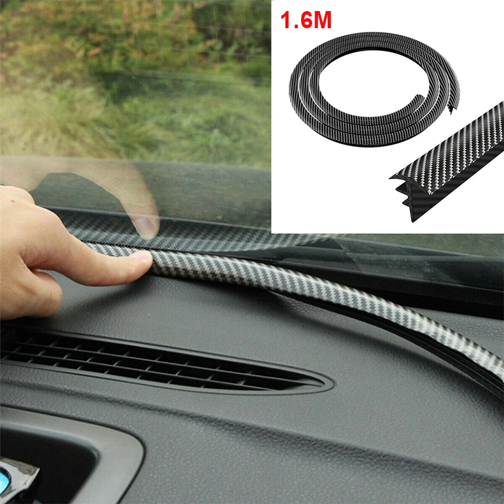 Universale 1.6M In Fibra di Carbonio Cruscotto Auto Gap Filling Striscia di Tenuta In Gomma Auto Strisce di Tenuta Styling Adesivi Accessori Auto