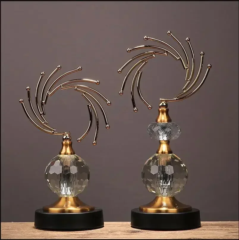 

American Creative Abstract Metal Crystal Ornament Decoration Craft Wedding Gifts Office Home Livingroom Desktop Figurines Statue