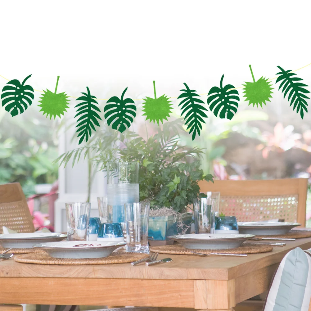 

3m Green Leaves Nonwoven Tropical Bunting Banner Hawaii Party Supplies Wall Window Table Decor Sturdy Leaves Banner