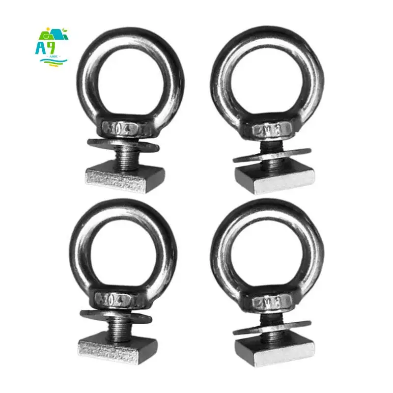 A09E-4 Pcs Heavy Duty Eye Bolt Tie Down Rings M8 Thread Dia For Roof Racks & Boxes