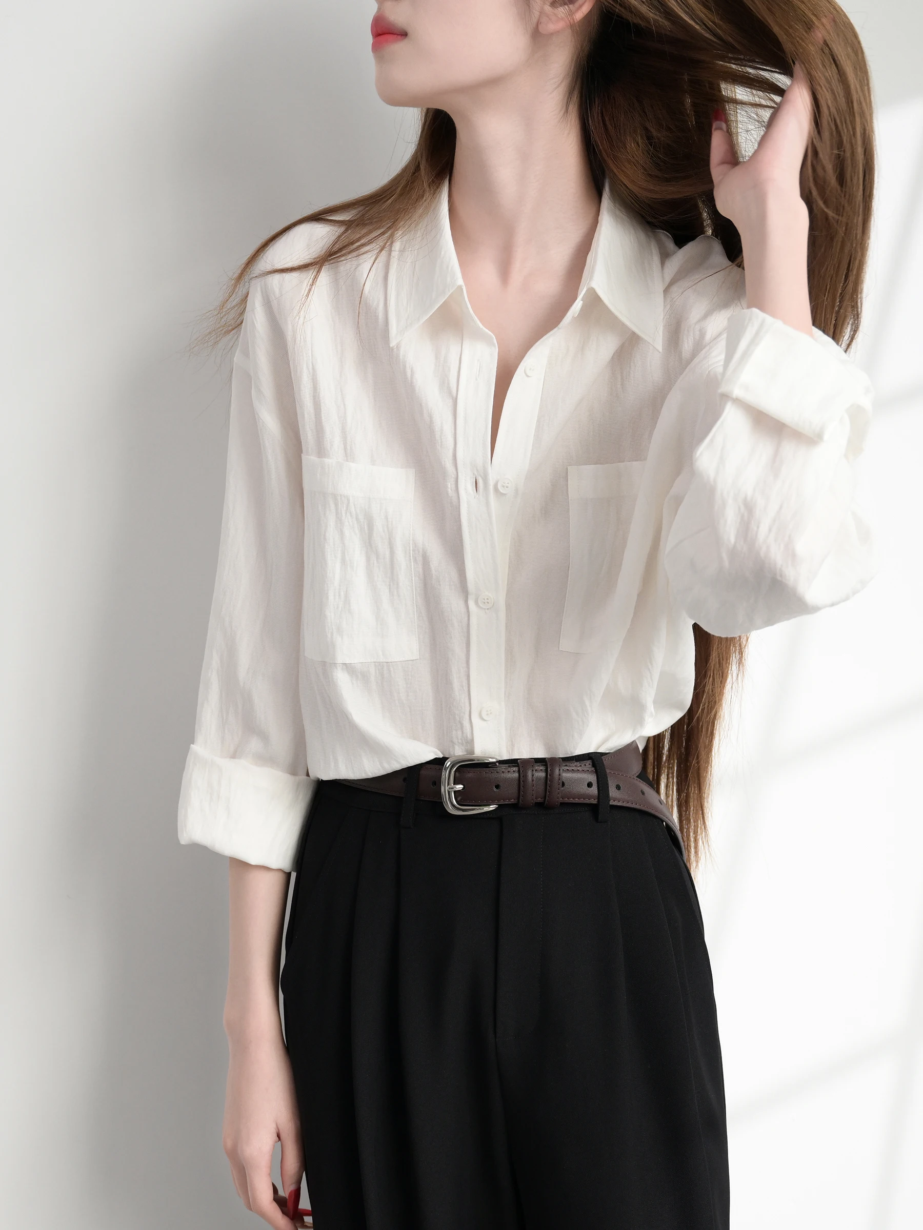 

TRR Women's Loose Long Sleeve Sun Protection Shirt Comfortable Commute Style Open Cardigan Style Skin-friendly