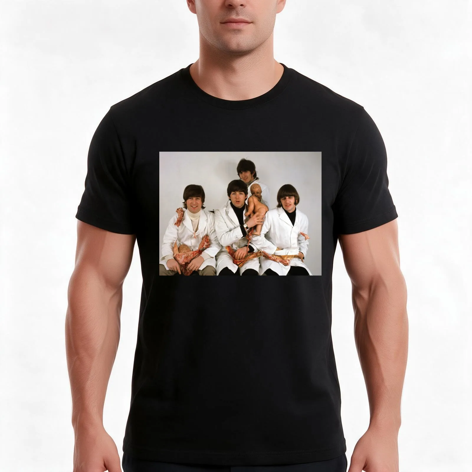Butcher cover T-Shirt, Summer Casual Cotton Tee, Oversized Streetwear Tops, Vintage Graphic Print, Loose Fit Short Sleeve