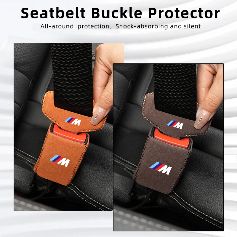 Car Seatbelt Buckle Clip Leather Safety Belt Anti-scratch Cover Accessories For BMW X1 X2 X3 X4 X5 X6 X7 G20 G30 6GT E46 E90 E60