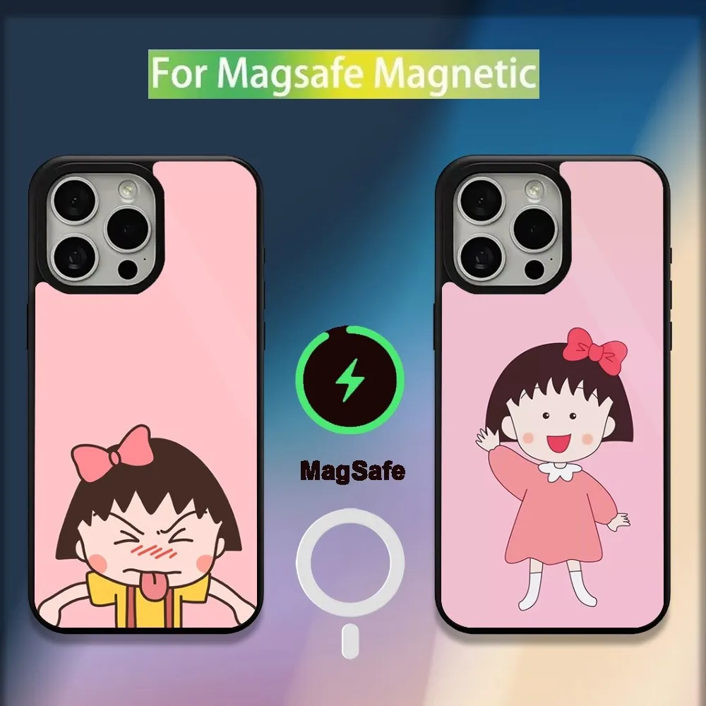 C-Chibi Cartoon Maruko Phone Case For iPhone 16,15,14,13,12,11,Plus,Pro,Max,Mini Magsafe Magnetic Wireless Charging