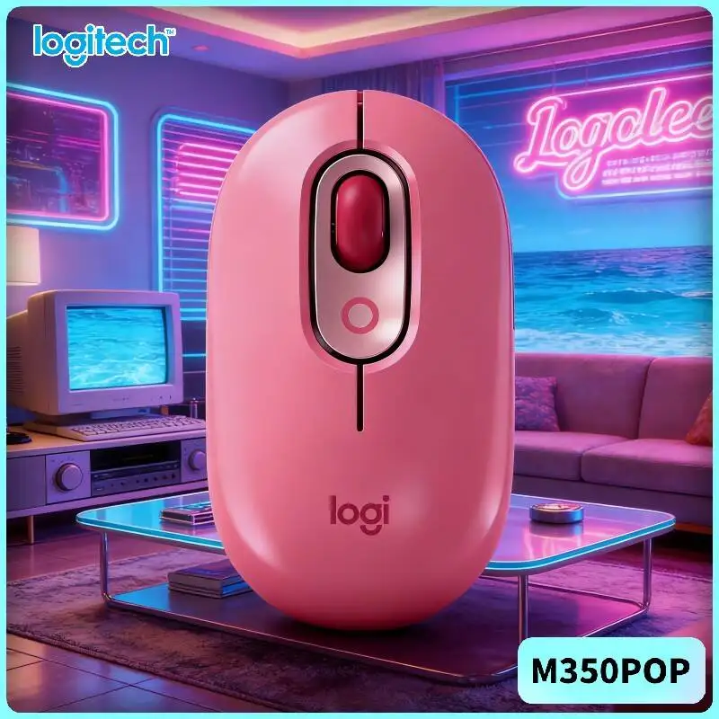 

Logitech M350 POP Wireless Mouse 77g Lightweight Auto Sleep Quiet for Busy Office Lobby and Waiting Area Work Spots
